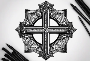 saved by grace with cross of nails tattoo idea