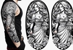 Shadow cloak protecting beautiful dagger tattoo idea