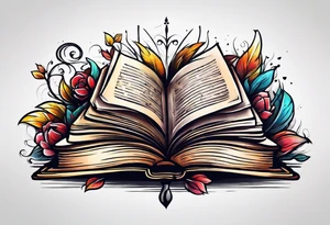 pile of open books tattoo idea
