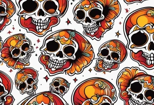 Gothic skull that is red and orange tattoo idea