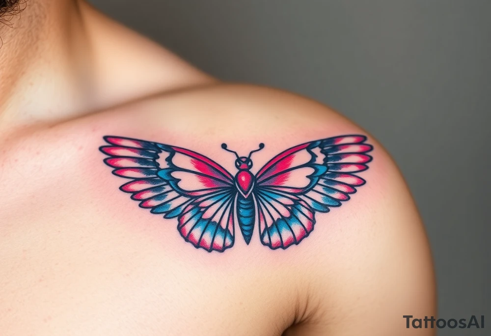 A Butterfly with Egyptian Hieroglyph Wings
 (only red , blue and black are possible colors) tattoo idea