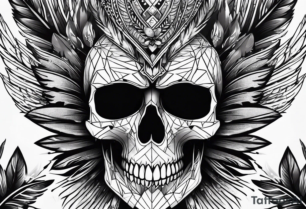 Dark, skull, feathers,eyes tattoo idea