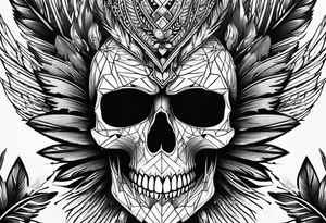 Dark, skull, feathers,eyes tattoo idea