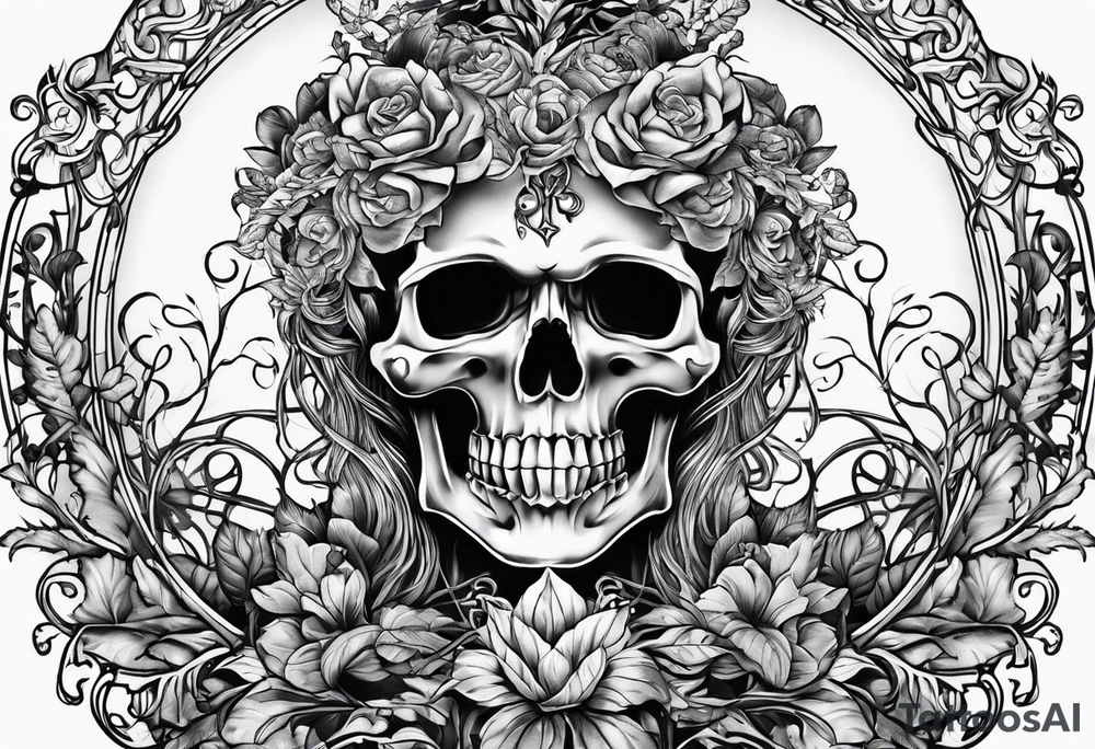 Skeleton wrapped in vines tattoo idea