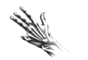 hand reaching all the way out, other hand barely reaching out tattoo idea