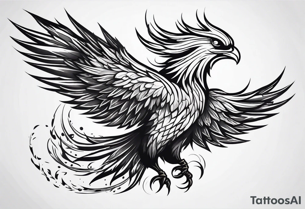 Phoenix rising from ashes side profile tattoo idea