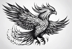 Phoenix rising from ashes side profile tattoo idea
