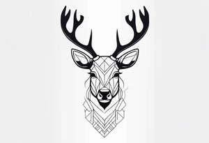 back tattoo of a front view reindeer with half the face as a skull tattoo idea