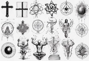 The study of human body and religion combined with emphasis on math and physics tattoo idea