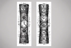 men’s arm sleeve, 1/18 and 8/31 roman numeral tattoo idea