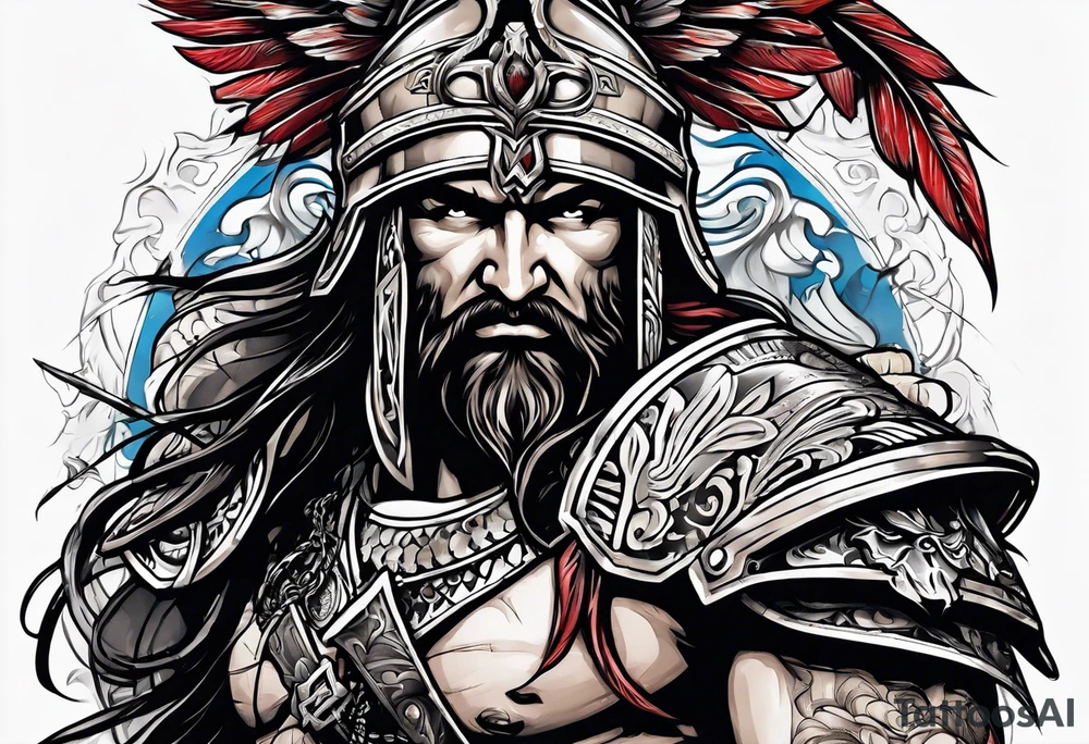 rage incarnated by a greek warrior tattoo idea