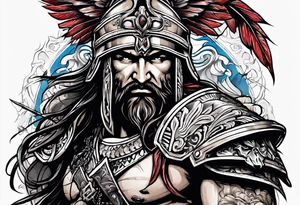 rage incarnated by a greek warrior tattoo idea