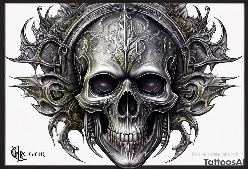 H.R Giger Skull knee tattoo tattoo idea