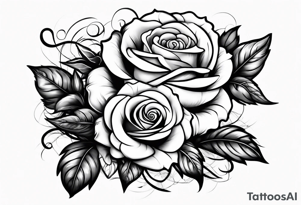 Lightning with roses around it tattoo idea