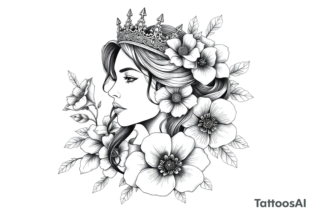 Strong, queen, warrior, survivor, flowers tattoo idea