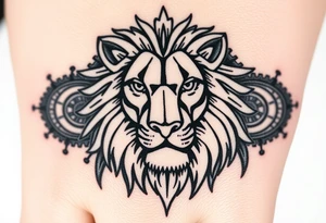 Lion made from mechanical gears tattoo idea