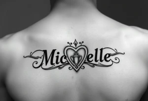Create a tattoo on a man’s chest of the name Michelle. Celtic knot and claddagh tattoo idea