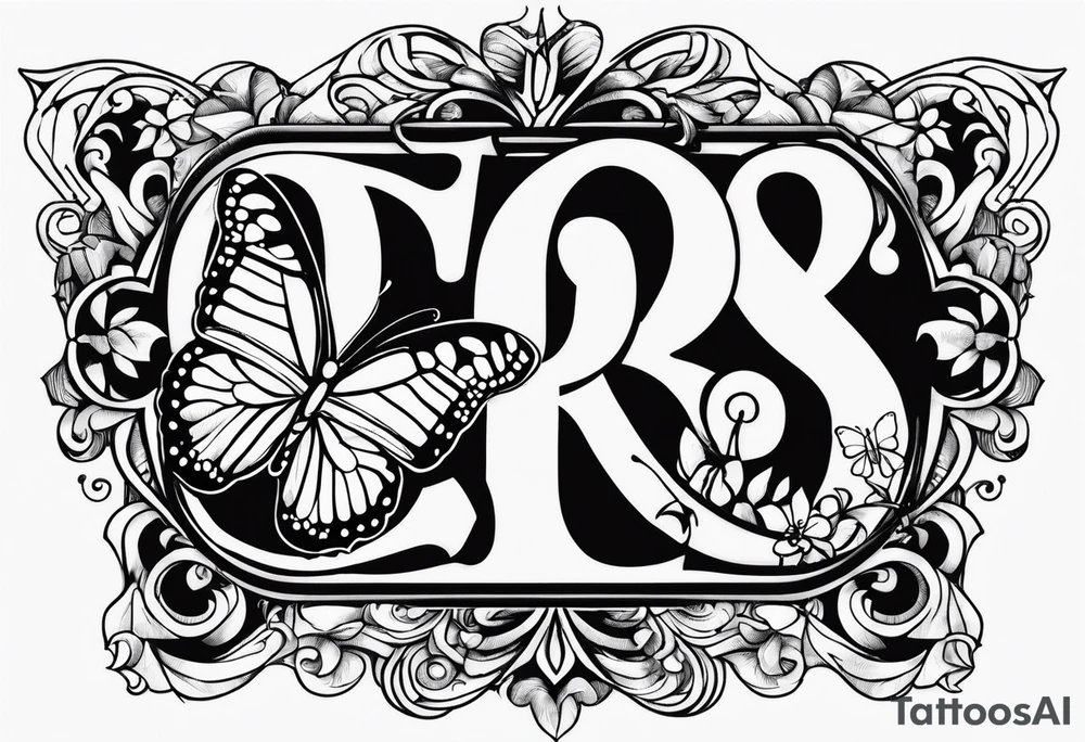 The initials R and S with a butterfly and the date 06/11/2010 tattoo idea