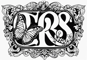 The initials R and S with a butterfly and the date 06/11/2010 tattoo idea
