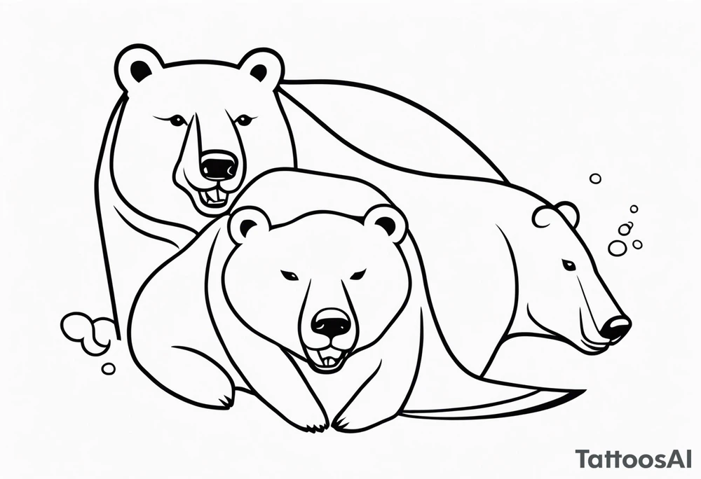 bears with fish in mouth tattoo idea