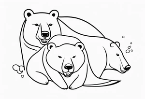 bears with fish in mouth tattoo idea