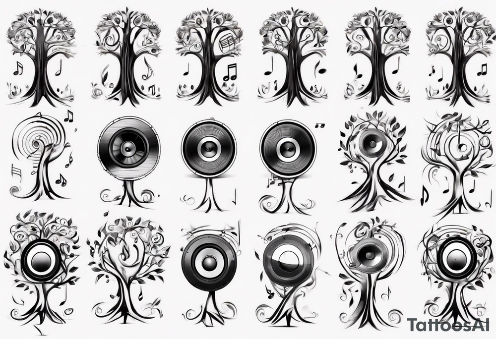 music speaker note tree tattoo idea