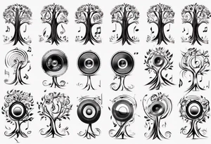 music speaker note tree tattoo idea