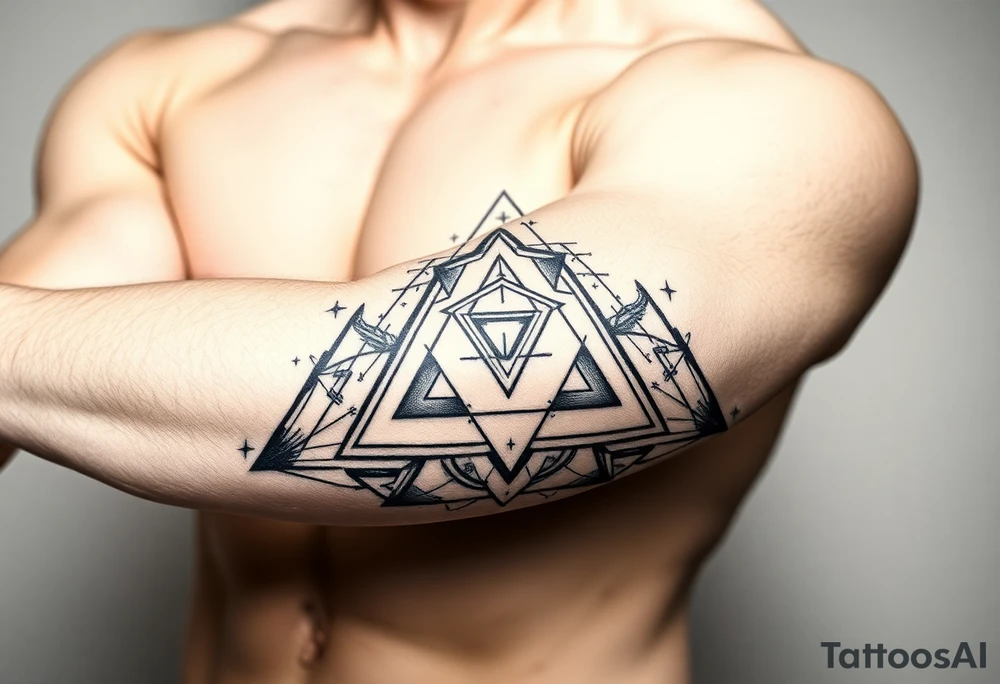 Geometry triangles with ethernal symbol tattoo idea