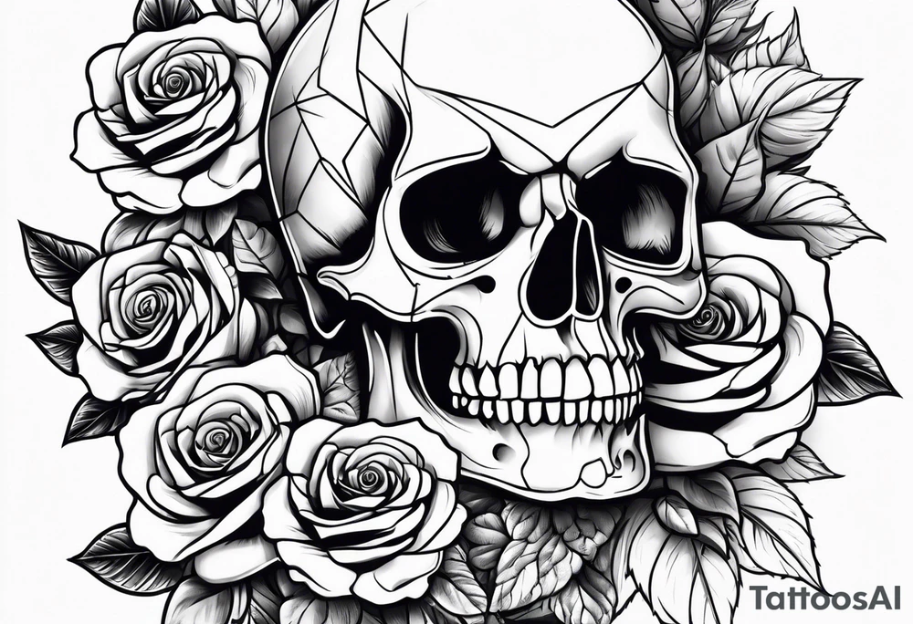 skull and roses tattoo idea