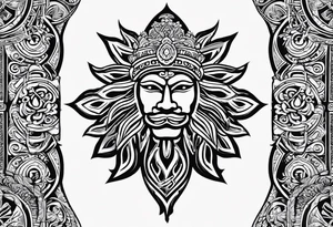 Filipino sun, Filipino Polynesian style, surname Reyes Espina, not vulgar, family crest round shape that looks good on a wrist or bicep, not traditional American tribal, family, love not intricate tattoo idea