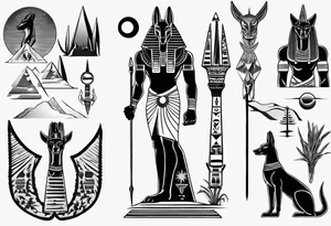 Egyptian god Anubis in desert tattoo idea