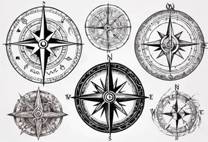 compass with viking runes tattoo idea