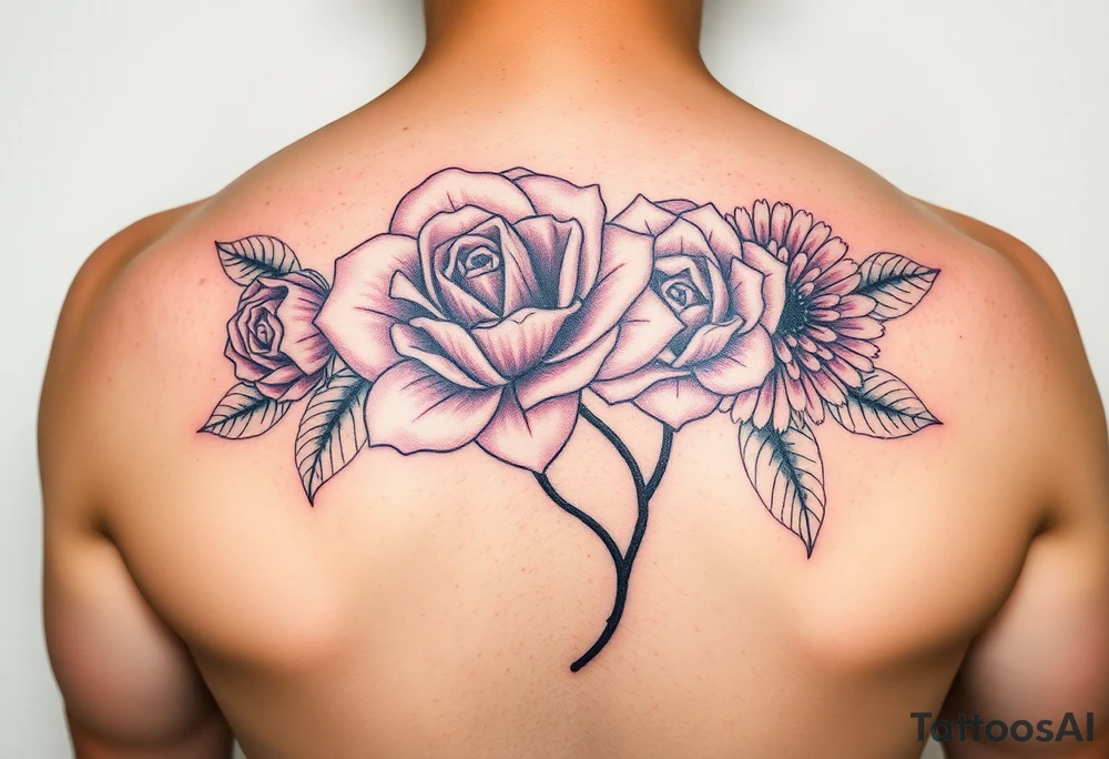 Rose and Chrysanthemum tattoo tattoo idea