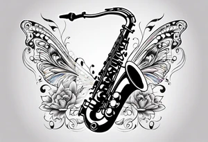 Saxophone, butterfly, rainbow, sonic tattoo idea