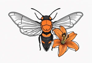 Neo traditional Cicada with orange lily tattoo idea