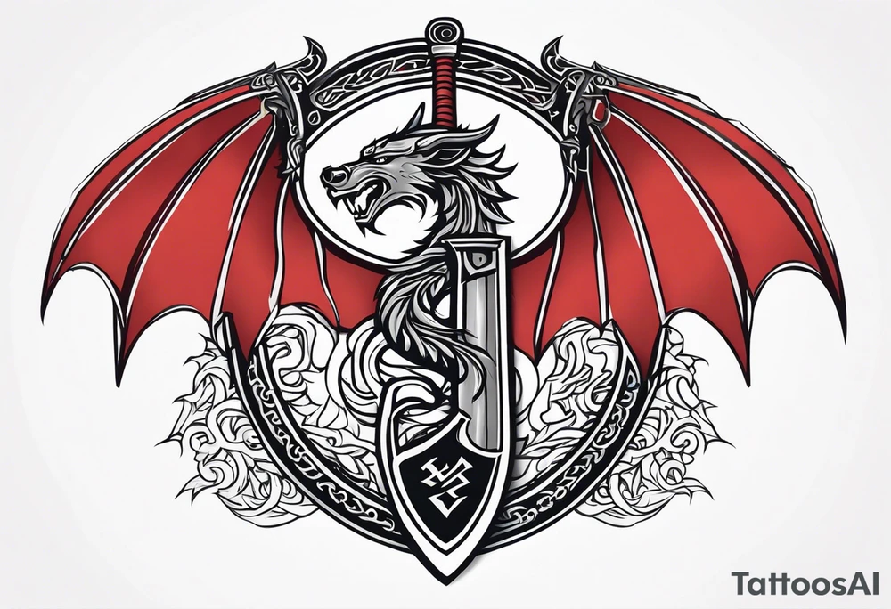 Viking valhalla sword shield dragon tattoo idea