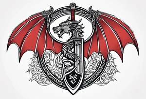 Viking valhalla sword shield dragon tattoo idea