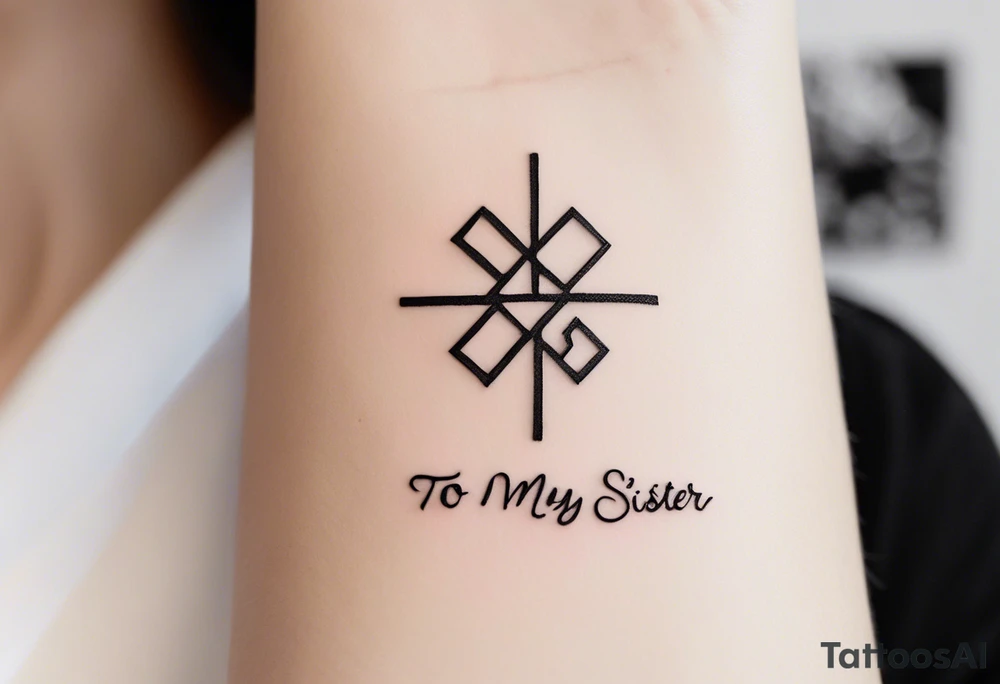 small, delicate tattoo in memory of my sister. Include the handwritten message:  "to my favorite sister" with a asymmetrical or stylized puzzle piece that feels more personal or symbolic tattoo idea