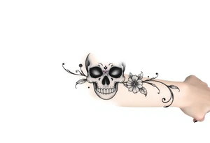 Skull with  jewels underneath 
 stormy skies tattoo idea