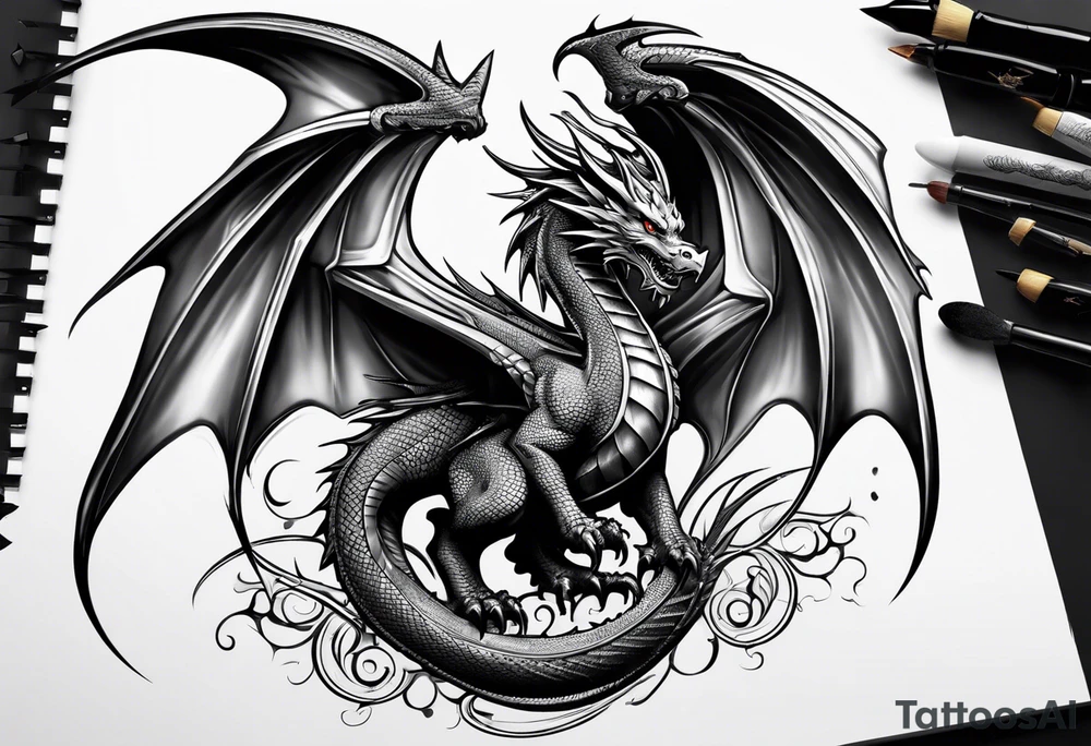 dragon winged tattoo idea
