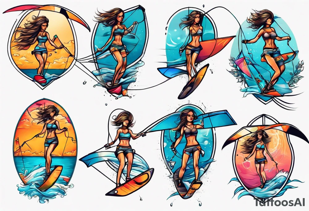 Kiteboarding girl tattoo idea