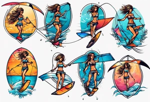 Kiteboarding girl tattoo idea