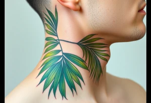 realistic large woven palm leaves tattoo idea