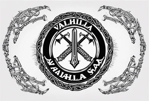Valhalla sword shield barb wire chain tattoo idea