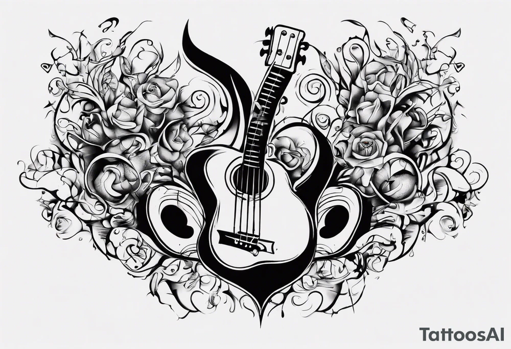 music stave hearth tattoo idea