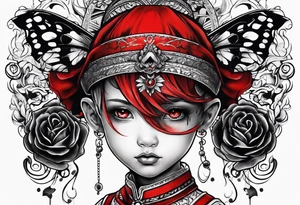 black and red childhood trauma tattoo idea