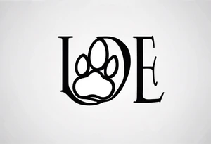 minimalist draw paw print in the word love tattoo idea