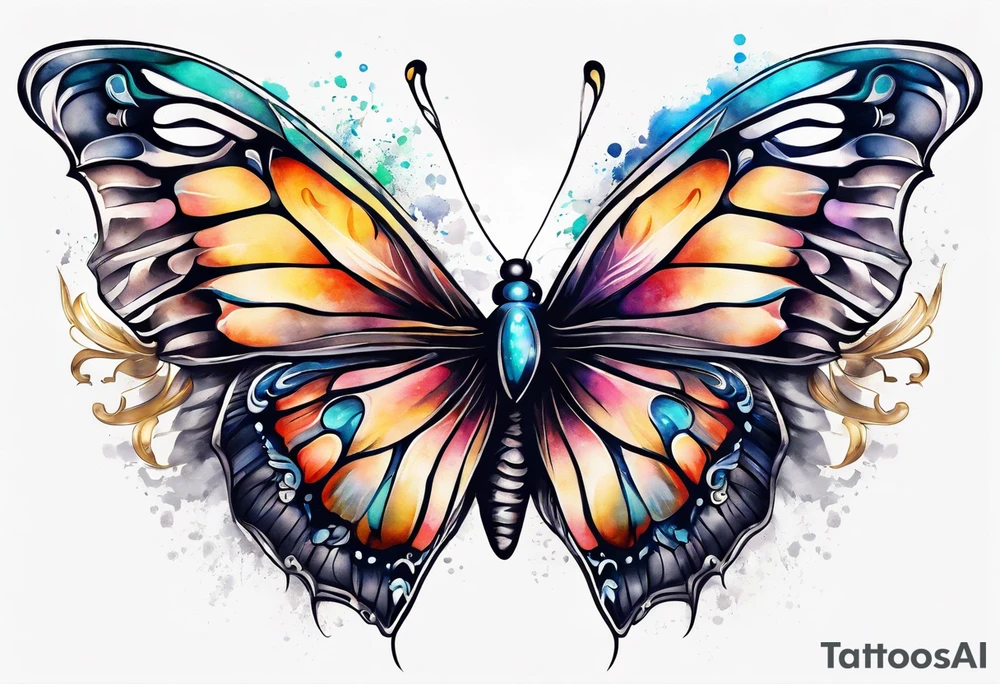 Butterfly with one Angel wing tattoo idea
