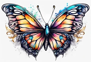 Butterfly with one Angel wing tattoo idea