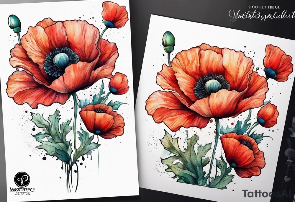 Poppy bouquet tattoo idea